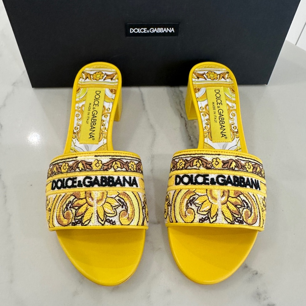 Dolce & Gabbana Karol Slide with Majorca Embroidery
